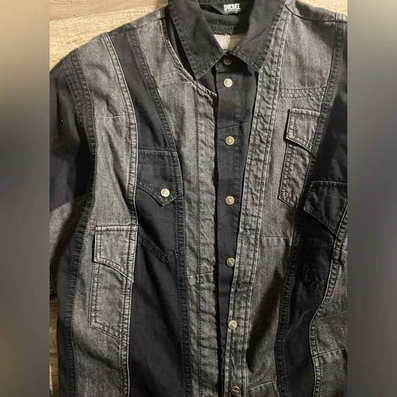 Diesel Patchwork Denim Shirt Dress Black Women's XXS (0) Oversized Fits M/L - Picture 6 of 13